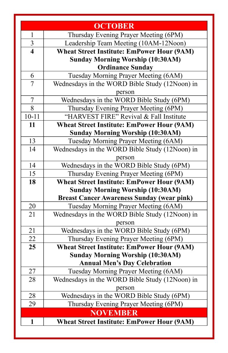 2026 Calendar of Events 10-26-11