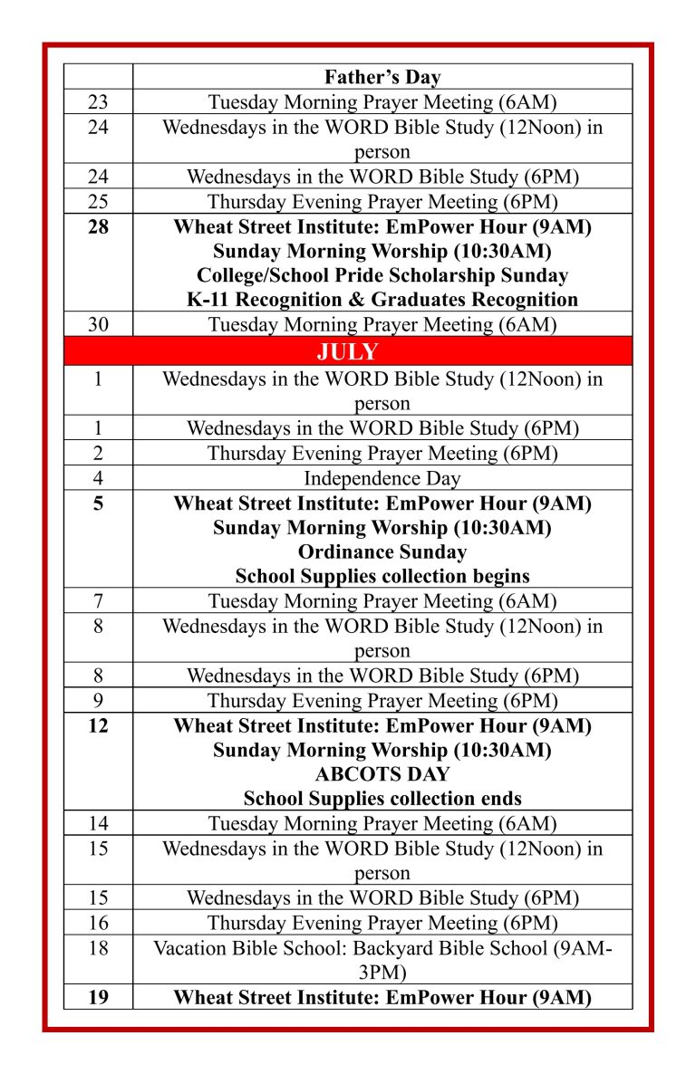 2026 Calendar of Events 10-26-8